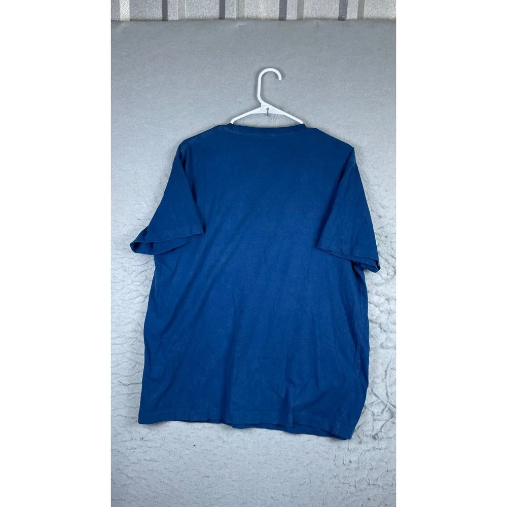 True Religion T-Shirt Mens XL Blue Excellent Buddha Horseshoe Graphic Tee